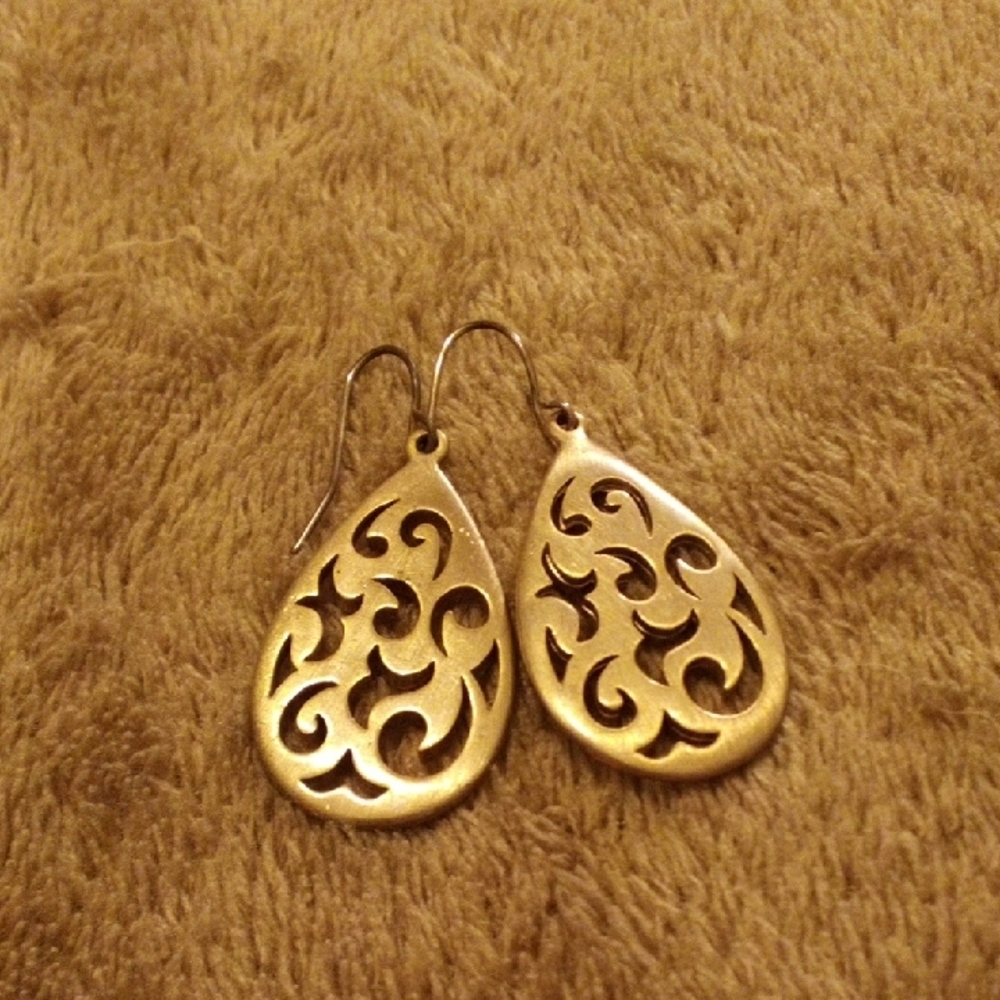 Ornate Gold Teardrop Earrings
